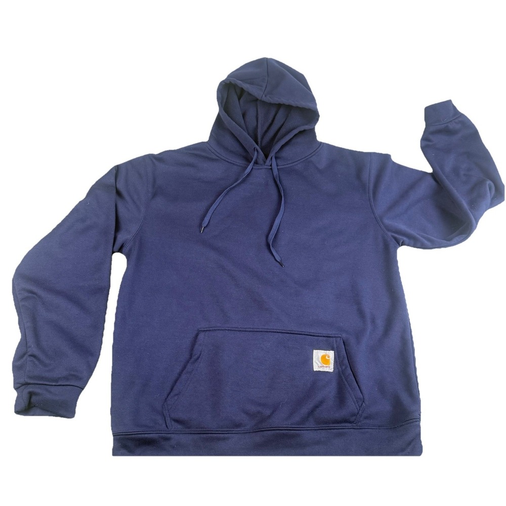 Carhartt Hoodie Mens XL Black Loose Fit Pullover Fleece Sweatshirt‎ Logo Sleeve
